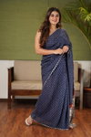 DF 141 Muslin Ajrakh Bandhej Printed Sarees Suppliers In India